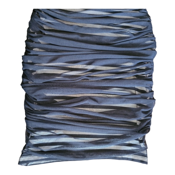 BCBGMaxAzria Dress Bodycon One-Shoulder Dress Black White Stripe Mesh Overlay XS - Picture 8 of 16